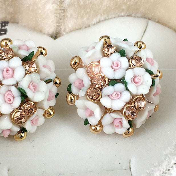 Pendientes De Diamantes De Imitación De Flor Rosa al por mayor